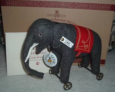 STEIFF  Club Felt Elephant On Wheels #420115 1997/98 NEW Mint NRFBox • $340.60