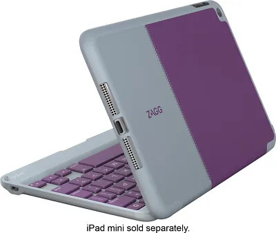 $12 • Buy ZAGG Folio Case Hinged Bluetooth Keyboard For Apple IPad Mini 4 In Purple