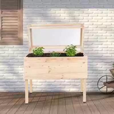 HI Raised Bed With Cover 135 L Wood Garden Planter Flower Box Vegetable VidaXL • £195.99