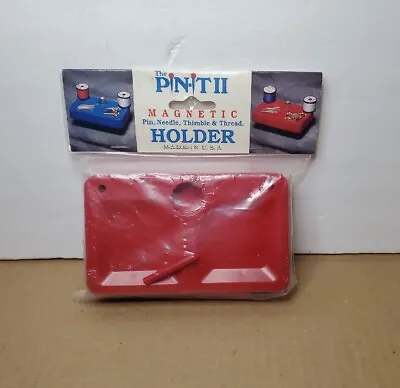 Vintage The Pin-It II Magnetic Red Pin Needle Thimble & Thread Holder - NEW! • $21.99