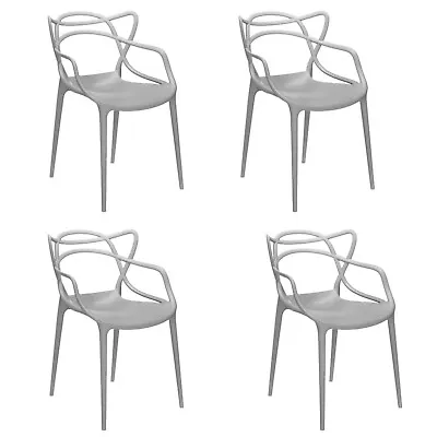 4 Kartell Masters Inspired Polycarbonate Plastic Modern Chair GREY • £144