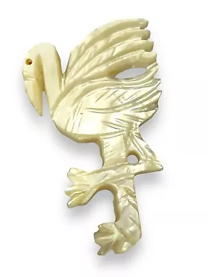 Vintage Mother Of Pearl Flamingo Brooch Handmade And Carved • $18.99