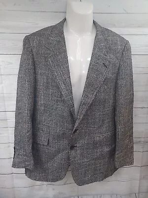 Vtg Evan Picone Mens Blazer Jacket Sz 40 Silk Tweed 2 Button Black White Red • $50.92