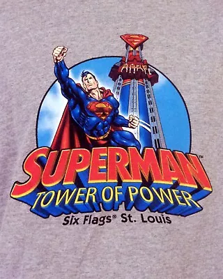 Vintage 00s Y2K Rare Original Six Flags Superman Tower Of Power Ride T-Shirt XL • $55.99