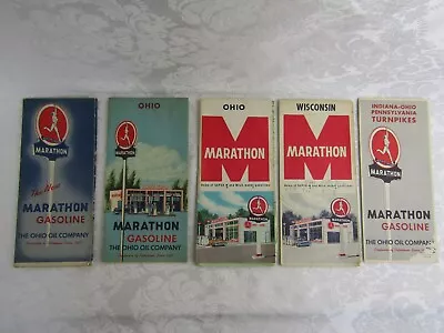 1950s Marathon Gas Wisconsin Ohio Indiana Turnpike Road Maps • $10