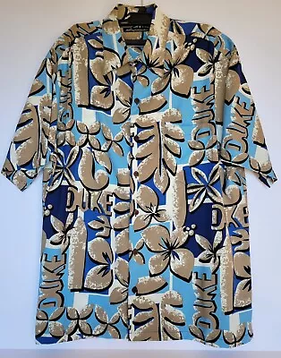 Duke Kahanamoku Men's Large Duke Blue Devils Aloha Floral Hawaiian Short Sleeve  • $39.99