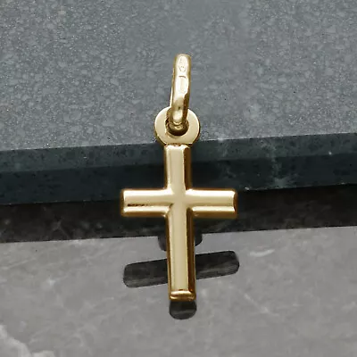 375 Solid 9ct Gold Small Tubular Cross Pendant Child / Ladies With Chain Options • £24