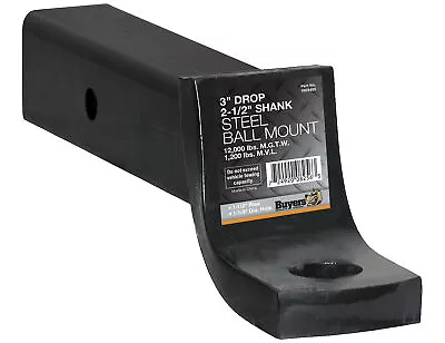 Buyers 2-1/2 Inch Ball Mount With 3 Inch Drop X 10 Inch Long Tube Black; 1803405 • $71.46