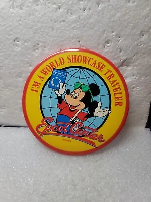 Vintage Disney I’m A World Showcase Traveler Epcot Center Pin Button Mickey • $14.99