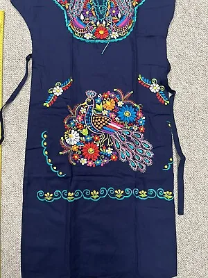 Authentic Handmade Mexican Blue Embroidered Dress | Vestido Bordado • $34.99