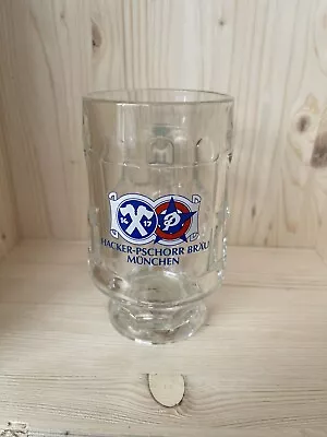 0.25 L GERMAN HACKER PSCHORR BRAU DIMPLED GLASS BEER MUG / GERMANY Fast Ship !!! • $11.99