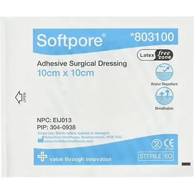 10 X Softpore Dressings 10 X 10cm Sterile Adhesive Dressings Latex Free Medical • £4.99