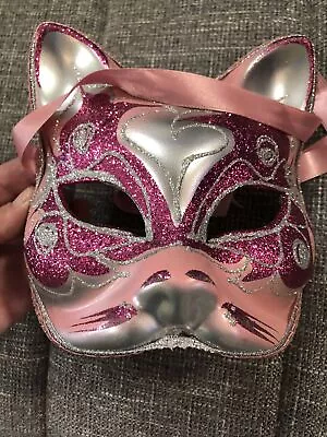 Original Hand Painted Venetian Glittery Cat Mask By Venice Italy • $19.99