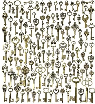 Lot Of 125 Vintage Style Antique Skeleton Furniture Cabinet Old Lock Keys Jewelr • $12.35