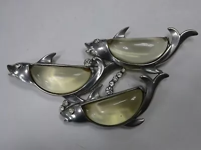 Vintage Signed Coro School Of Fish Large Brooch Pin Costume Jewelry • $31