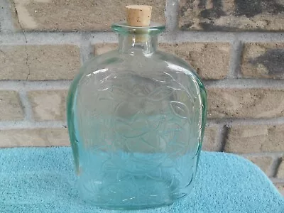 DECORATIVE Corked EMBOSSED Glass Bottle Made In Canada 9  TALL • $9.95