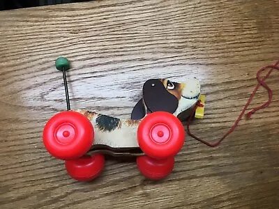 Vintage  1965 Fisher Price Little Snoopy Wooden Pull Toy Dog With Shoe • $7