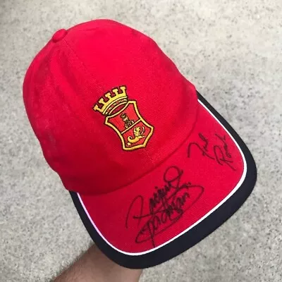 Manny Pacquiao & Coach Freddie Roach Dual Signed San Miguel Beer Red Promo Hat • $89.95
