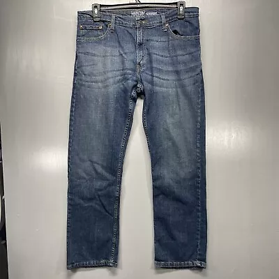 Signature Levi Strauss Sz 36 X32  Men's Blue Whiskered Straight Leg Denim Jeans • $11