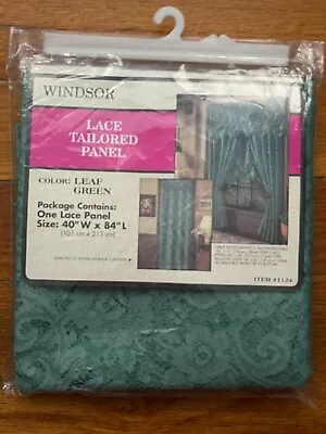 NOS Vintage Windsor Lace Tailored Curtain Panel 40”Wx84”L 1124 Leaf Green USA • $22