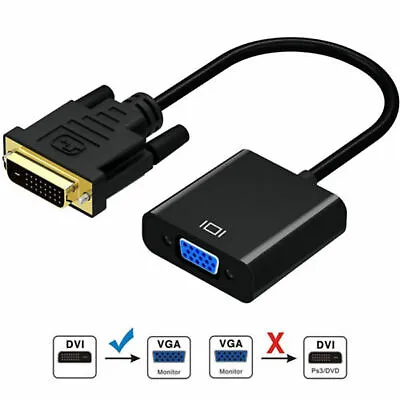 $7.47 • Buy DVI-D 24+1 Pin Male To VGA 15Pin Female Active Cable Adapter Converter 1080P