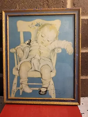 Vintage 1930 Print Picture Frame Maud Tousey Fangel Baby • $30