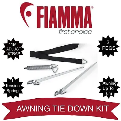 Fiamma Caravan Awning Tie Down Kit Tiedowns Rope Clip Tie Downs F45S F45 F35 • $69