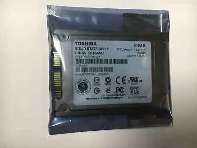£18.79 • Buy Toshiba 1.8  64GB MicroSATA SATA III Internal SSD THNSNC64GAMJ FOR Thinkpad