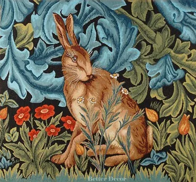 WALL JACQ. WOVEN MEDIEVAL TAPESTRY Hare - Forest WILLIAM MORRIS ANTIQUE DESIGN • $25.99