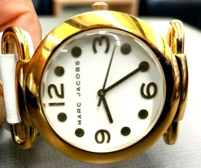 Marc Jacobs Molly Gold Tonewhite Leather Band Watch Mbm1095 Nwot • $89