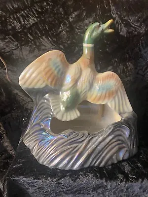 Original Vintage 1950’s Luster-Ware Mallard Duck Wings Spread TV Lamp Planter • $32