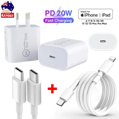 $6.99 • Buy 20W USB-C Type C Fast Wall Charger 2M Cable Adapter For IPhone 14 13 12 11 Pro +