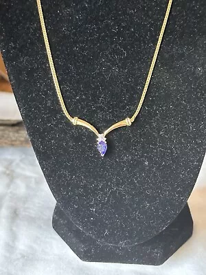 16-inch 14K Yellow Gold Tanzanite And Diamond Necklace • $450