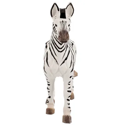 Wooden Zebra Statue Hand Carved African Animal Sculpture Desktop Ornament • £12.69