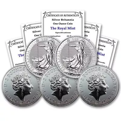 Great Britain Lot Of 5 2023 1oz Silver Britannia Brilliant Uncirculated W/ CoA • $166.35