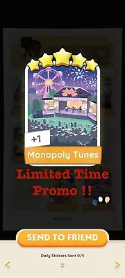 [Limited Time Promo] Monopoly GO 5 ⭐️ Sticker - Monopoly Tunes⚡️FAST DELIVERY⚡️ • $8.99