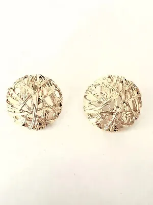 Vintage Silver Round Filigree Dome Post Earrings • $14