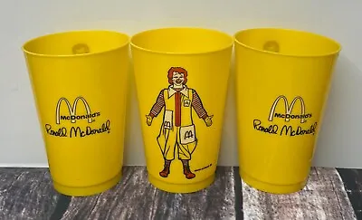 Vintage 70s Set Of 3 Mcdonalds Plastic Cups Ronald Mcdonald • $9.54