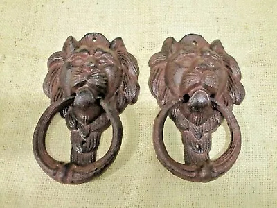 2 Cast Iron Antique Style Rustic LION HEAD Door Knocker Victorian Front Door  • $31.99