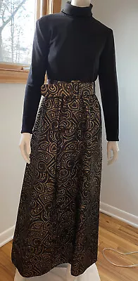 VTG 60s Elinor Simmons For Malcolm Starr Metallic Lame Hostess Maxi Dress Gown • $397