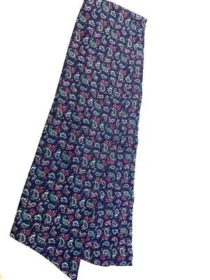 Mens Womens Vintage Scarf 7x56  2 Layers Wool/Rayon Blue Paisley • $10.95