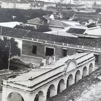 Vintage Black And White Photo Antigua Aerial View City Buildings Roofs Hills  • $6.69