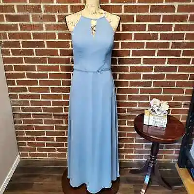 Mori Lee Madeline Gardner Blue Keyhole Strappy A-line Bridesmaid Dress Medium • $75