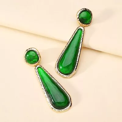 Zara Green  Statement  Drop  Earrings • £8.99