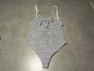 Mara Hoffman Swimsuit Womens Large One Piece Striped Terrycloth Blue White • $70