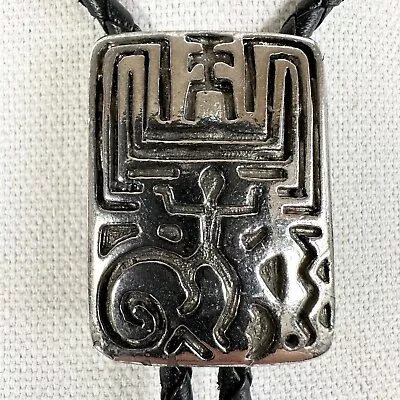 Vintage Silver Native American “Man In The Maze” Western Bolo Tie • $38.99