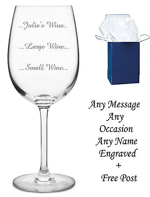 Personalised Engraved Wine Glass Large 350ml Birthday Gifts 50th 60th 70th 80th • £9.98