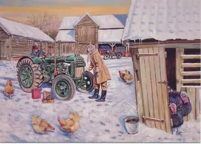 £1.85 • Buy Fordson Model N Tractor Farmer Farm Scene 1940s 1950s Christmas Xmas Card