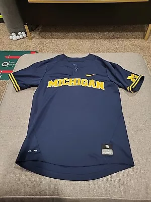 Nike Dri Fit Michigan Wolverines 2 Button Baseball Jersey Embroidered Men’s Med • $40