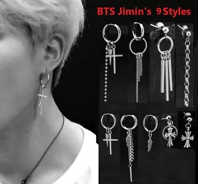 KPop Idol BTS Earrings JIMIN 9 Designs Non Allergy Surgical Steel Silver Jewelry • £16.68